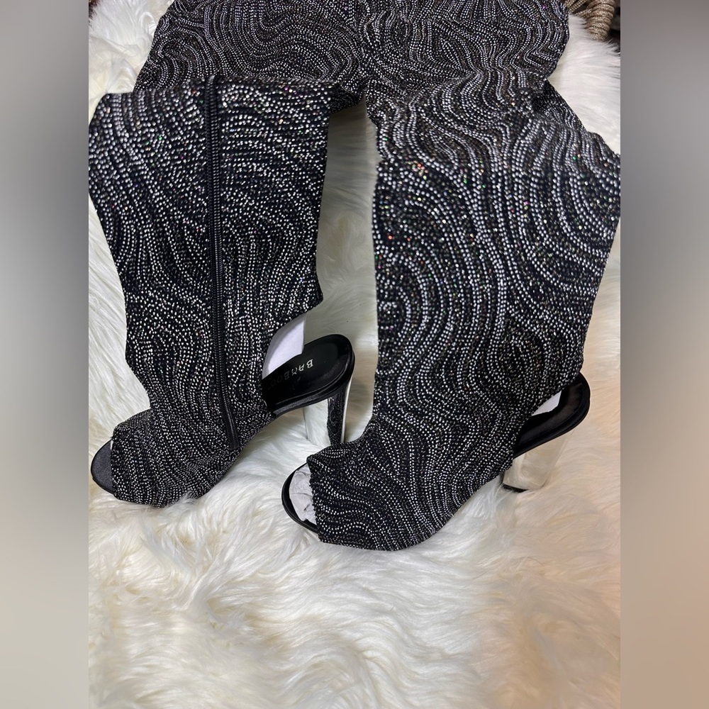New: Bamboo Bling peep toe block heel boots - Picture 7 of 11